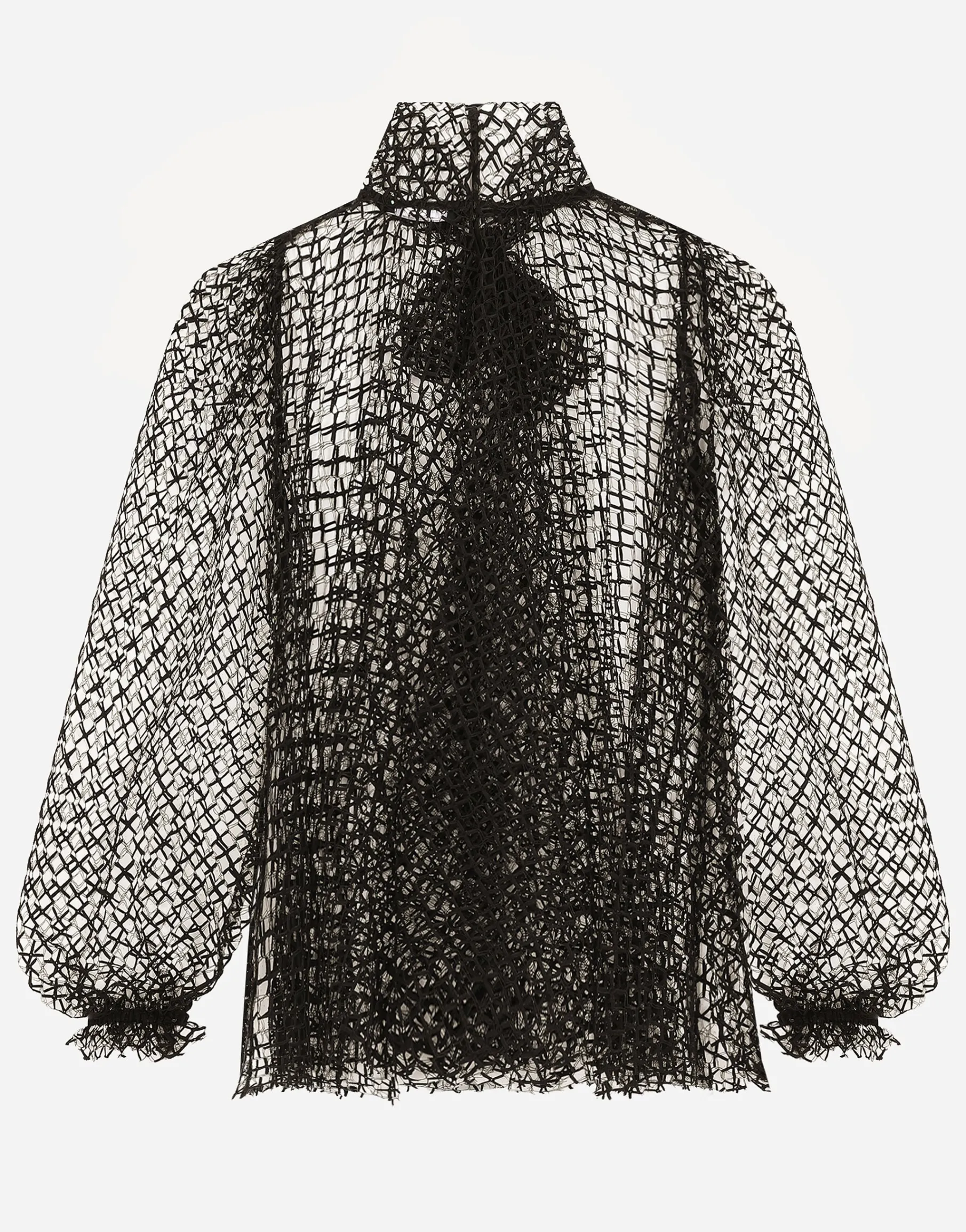 Mesh pussy-bow blouse