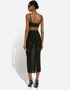 Mesh-stitch pencil skirt with jacquard DG logo