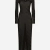 Mesh-stitch sheath dress with jacquard DG logo