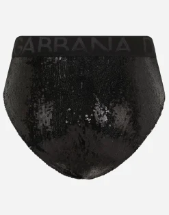 Micro-sequins briefs with branded elastic