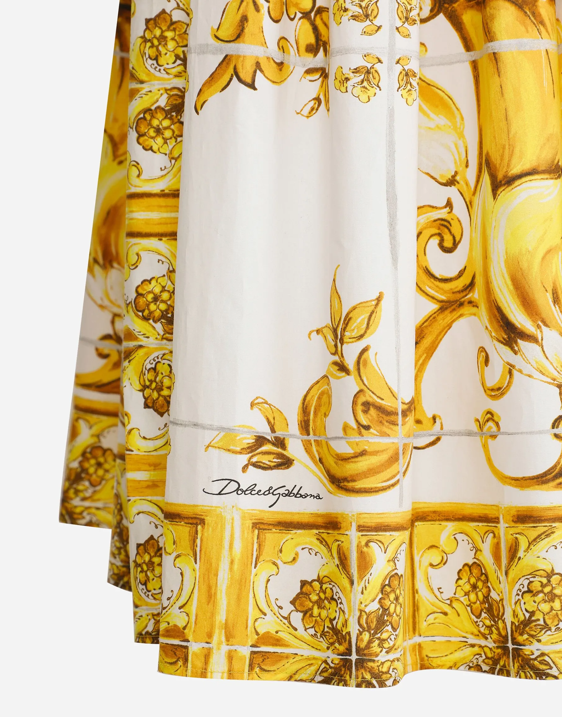 Midi corset dress in cotton poplin with majolica print