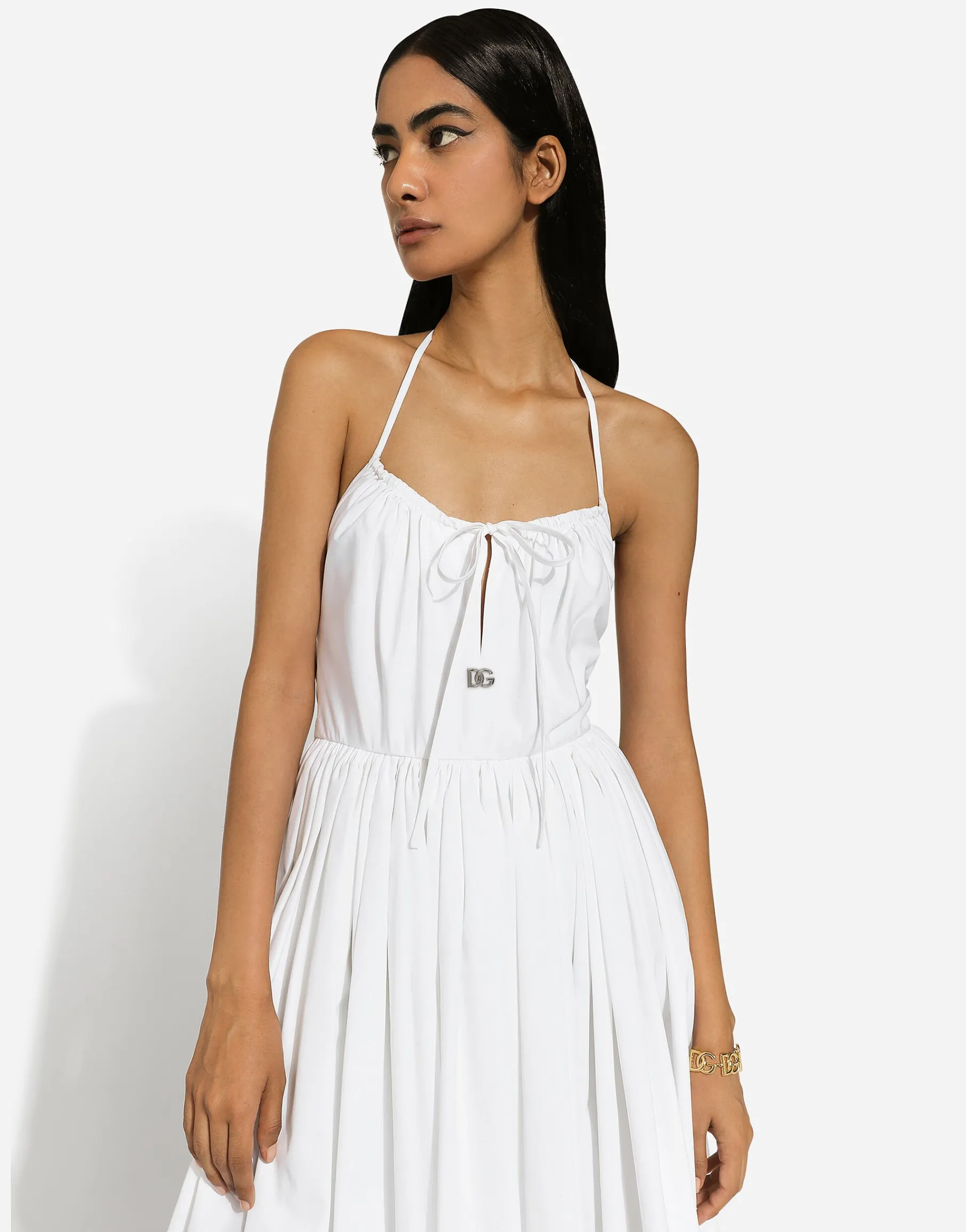 Midi cotton dress with circle skirt