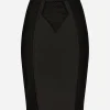 Midi skirt in powernet and satin