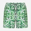 Mid-length majolica-print swim trunks