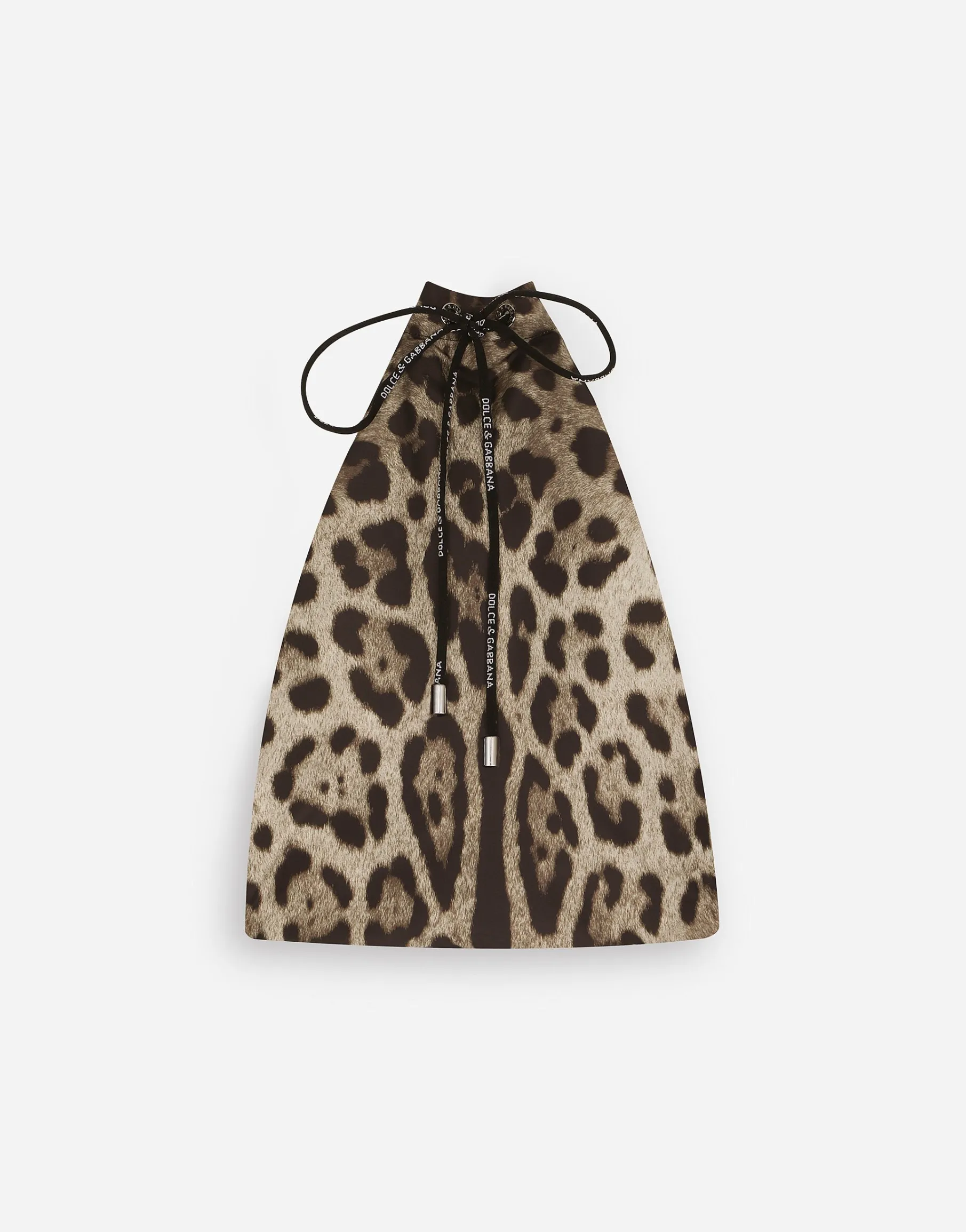 Mid-length swim trunks with leopard print