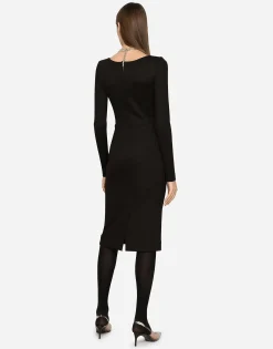 Milano rib calf-length dress with DG logo