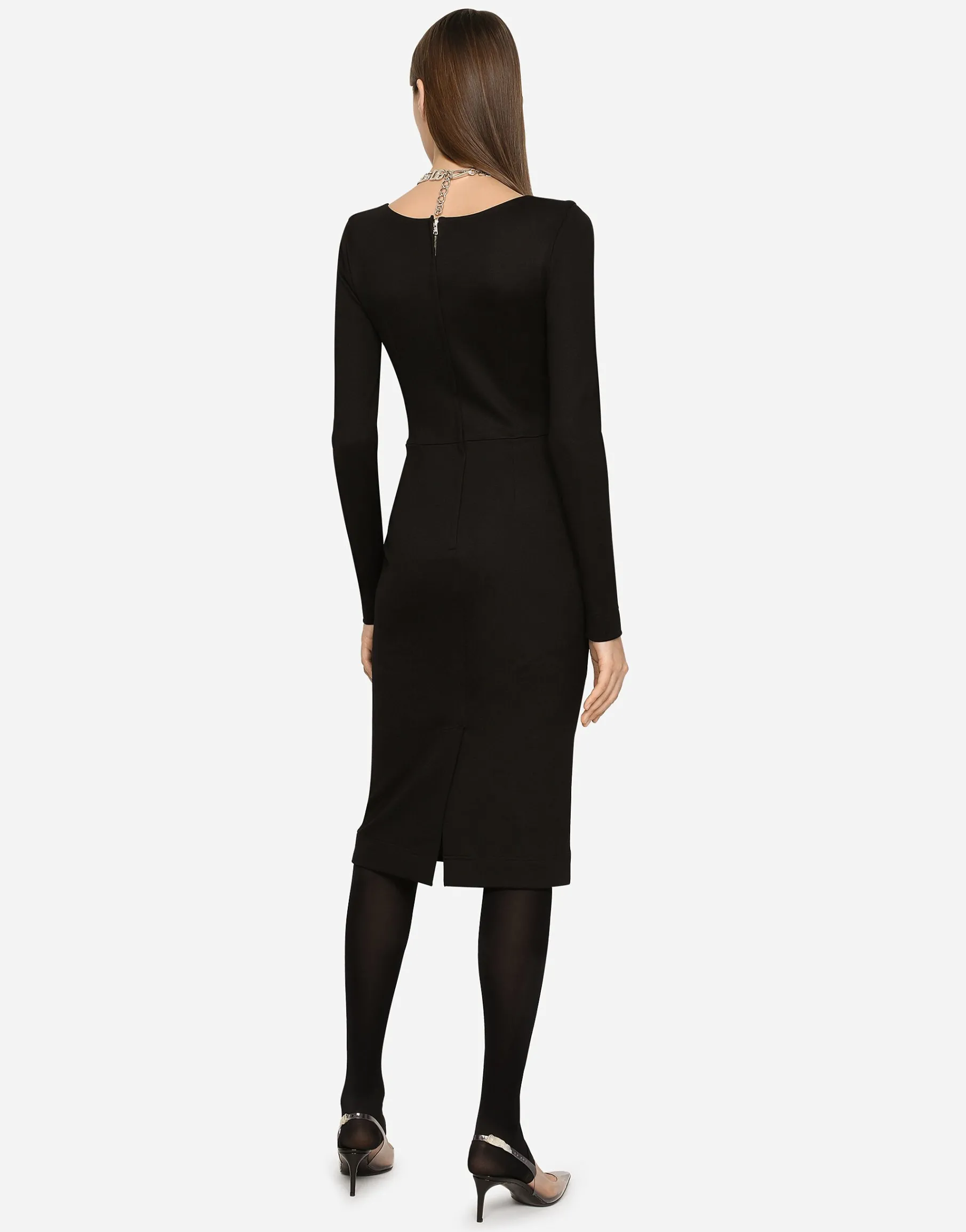 Milano rib calf-length dress with DG logo