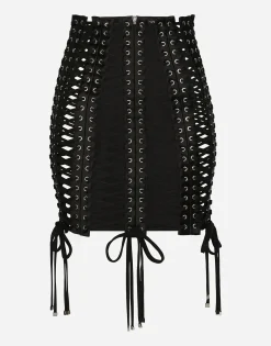 Miniskirt with laces and eyelets