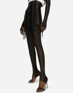 Miniskirt with laces and eyelets