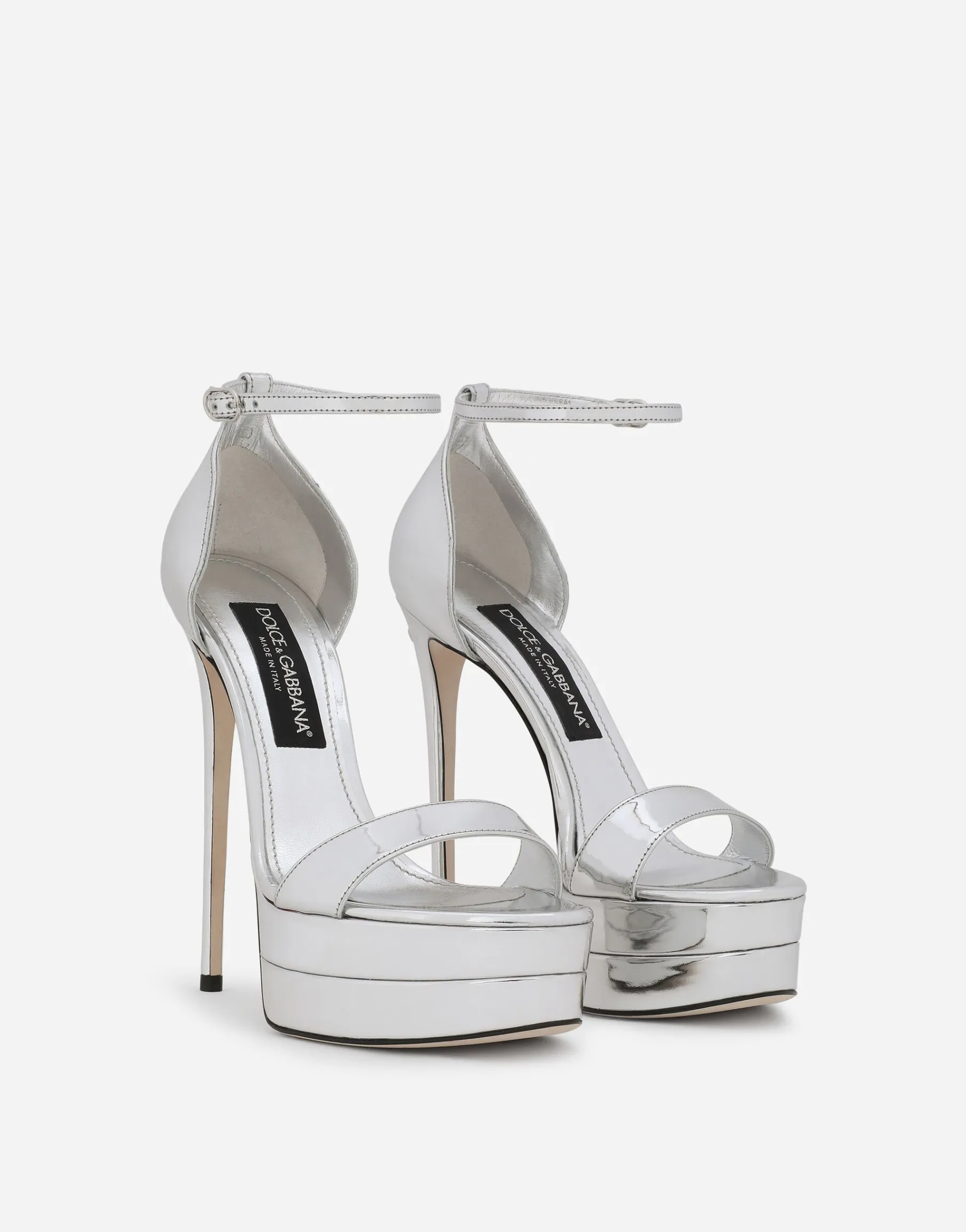 Mirrored-effect calfskin platform sandals
