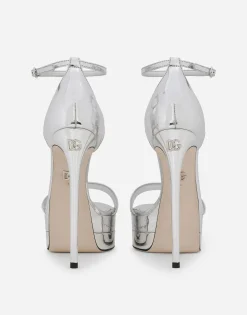 Mirrored-effect calfskin platform sandals