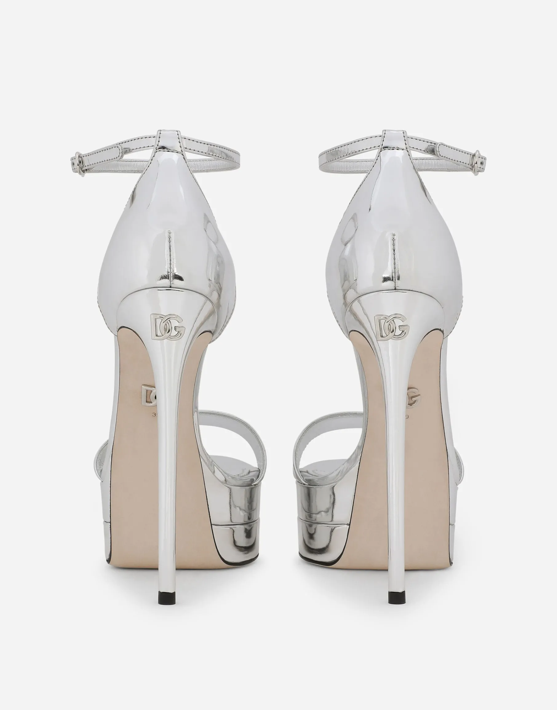 Mirrored-effect calfskin platform sandals