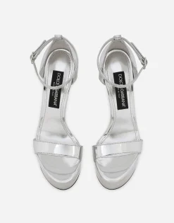 Mirrored-effect calfskin platform sandals