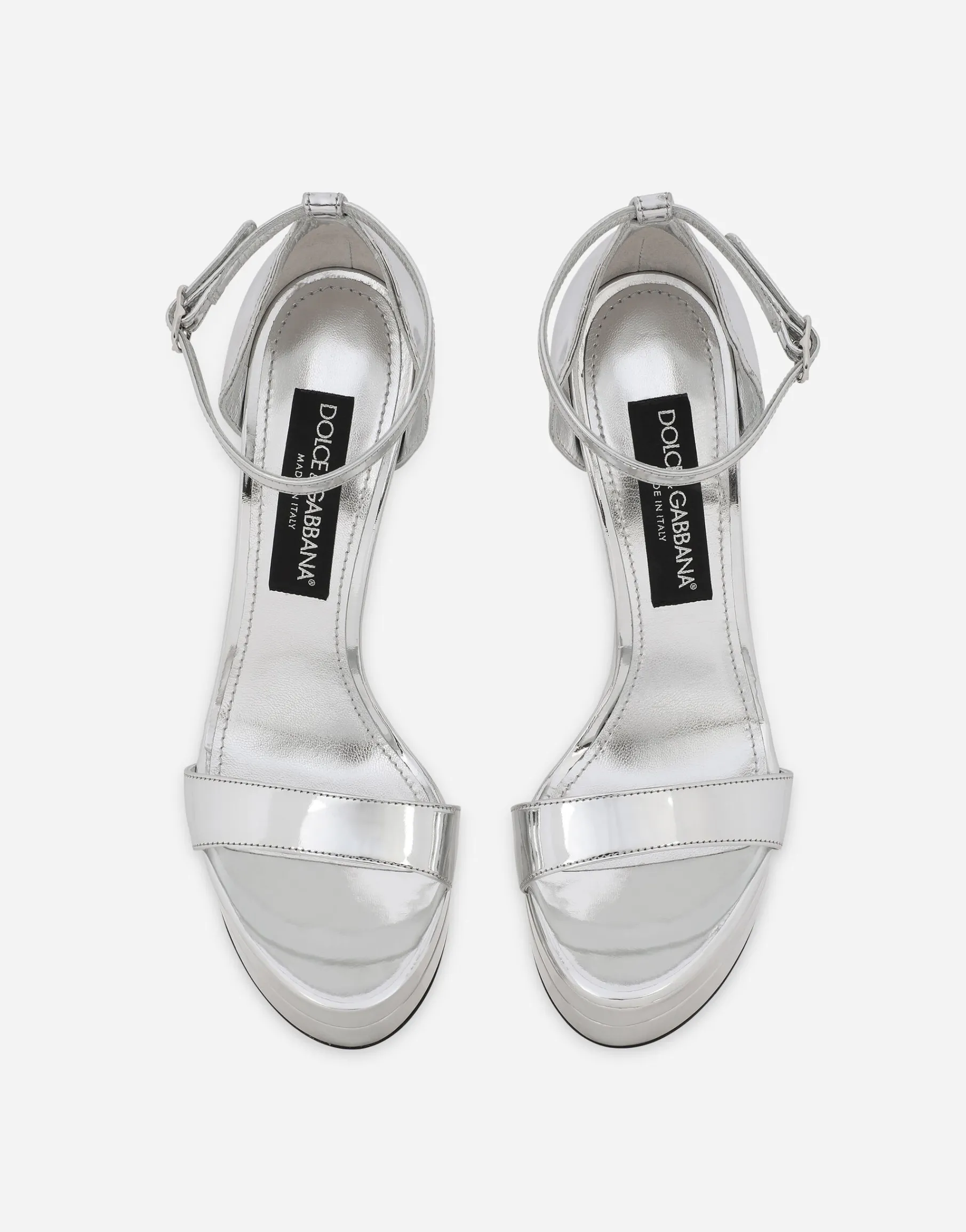 Mirrored-effect calfskin platform sandals
