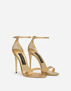 Mirrored-effect calfskin sandals