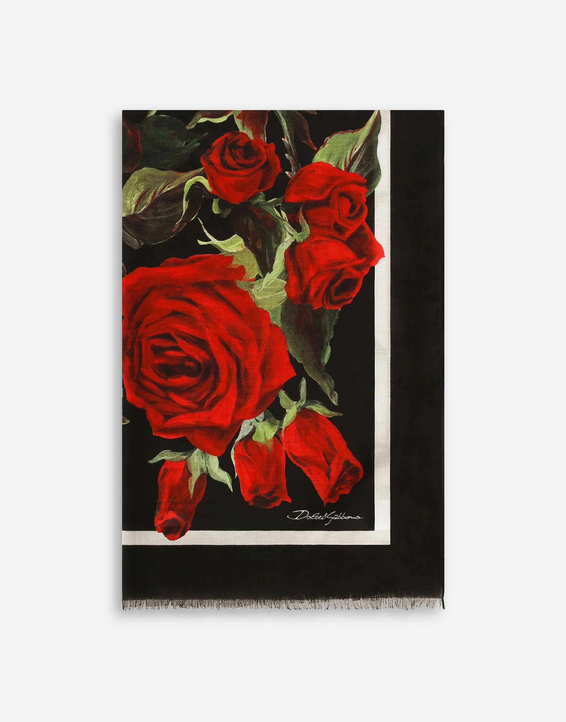 Modal and silk scarf with all-over rose print