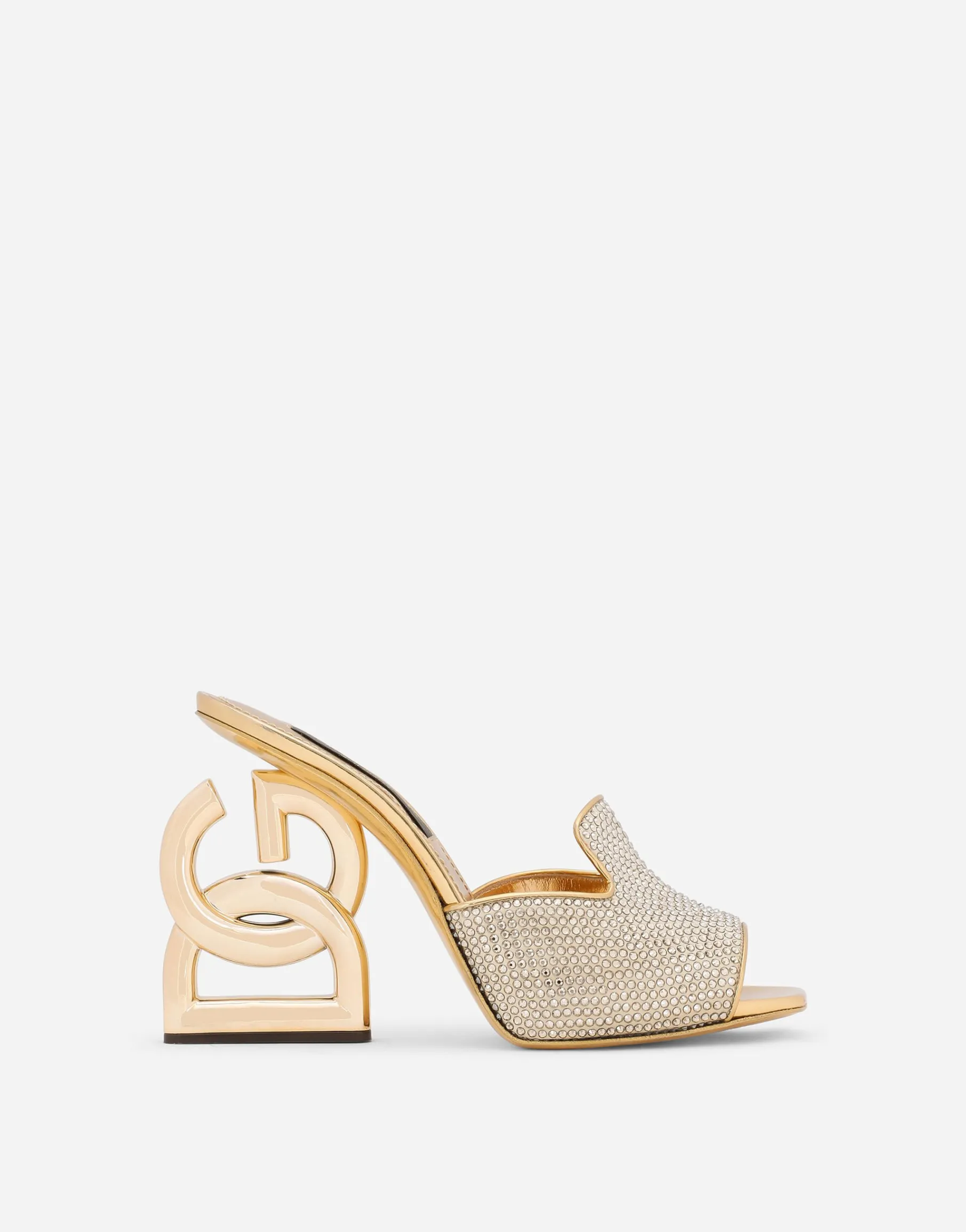 Mules with fusible rhinestone detailing and DG Pop heel