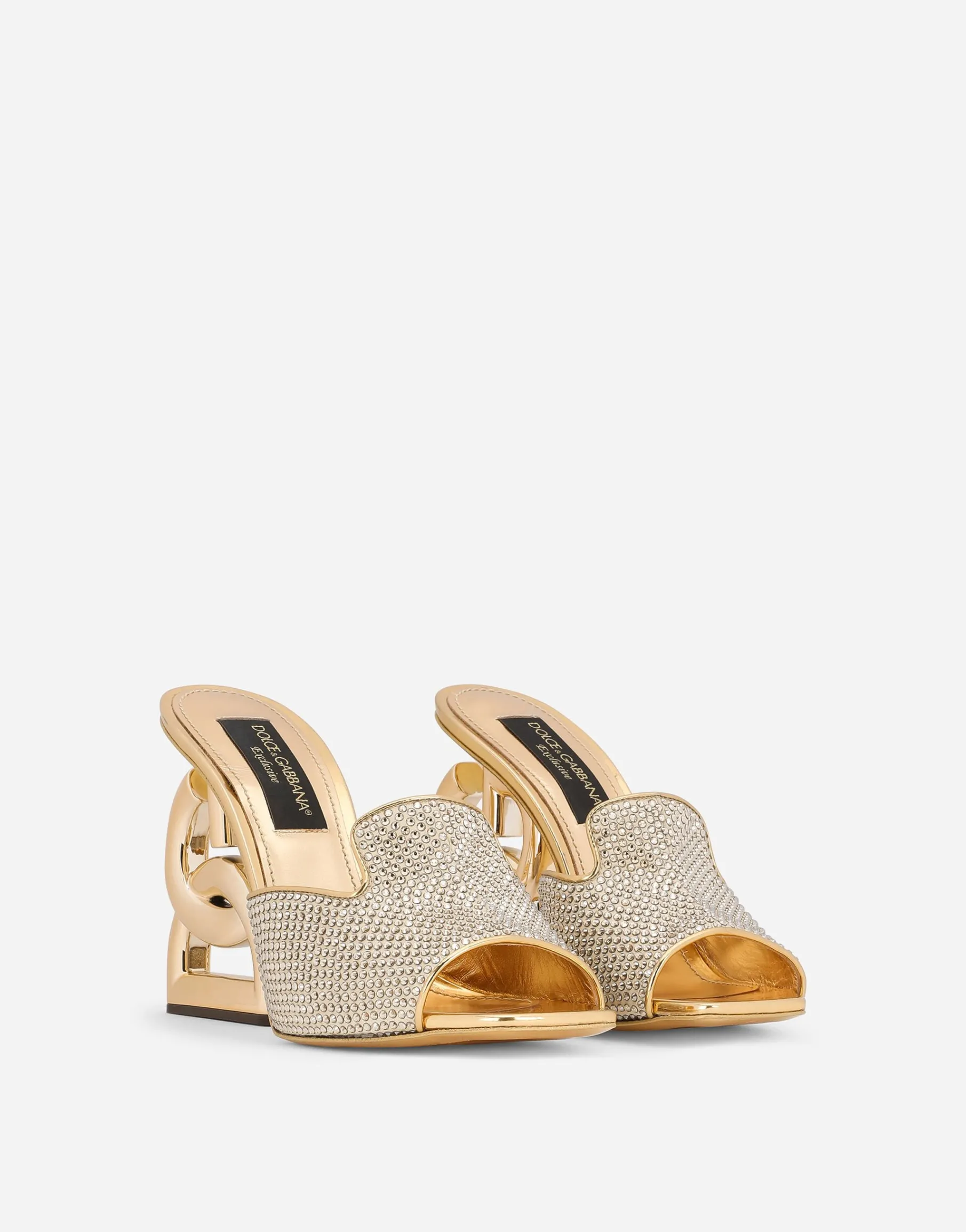 Mules with fusible rhinestone detailing and DG Pop heel