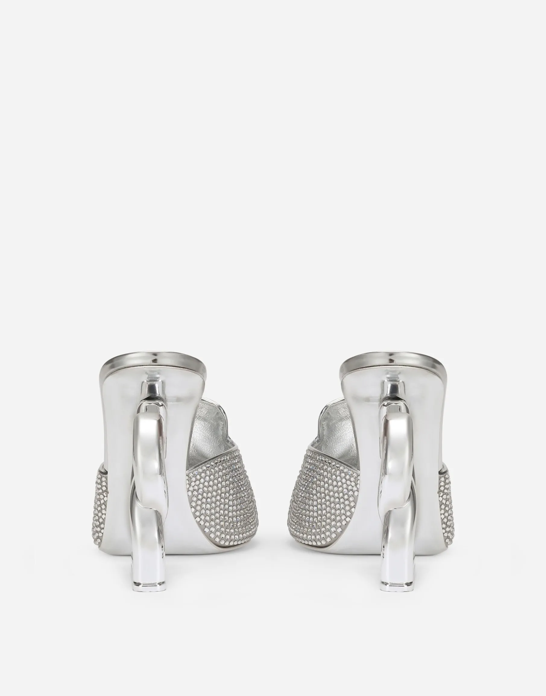 Mules with fusible rhinestone detailing and 3.5 heel