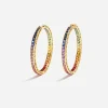 Multi-colored sapphire hoop earrings