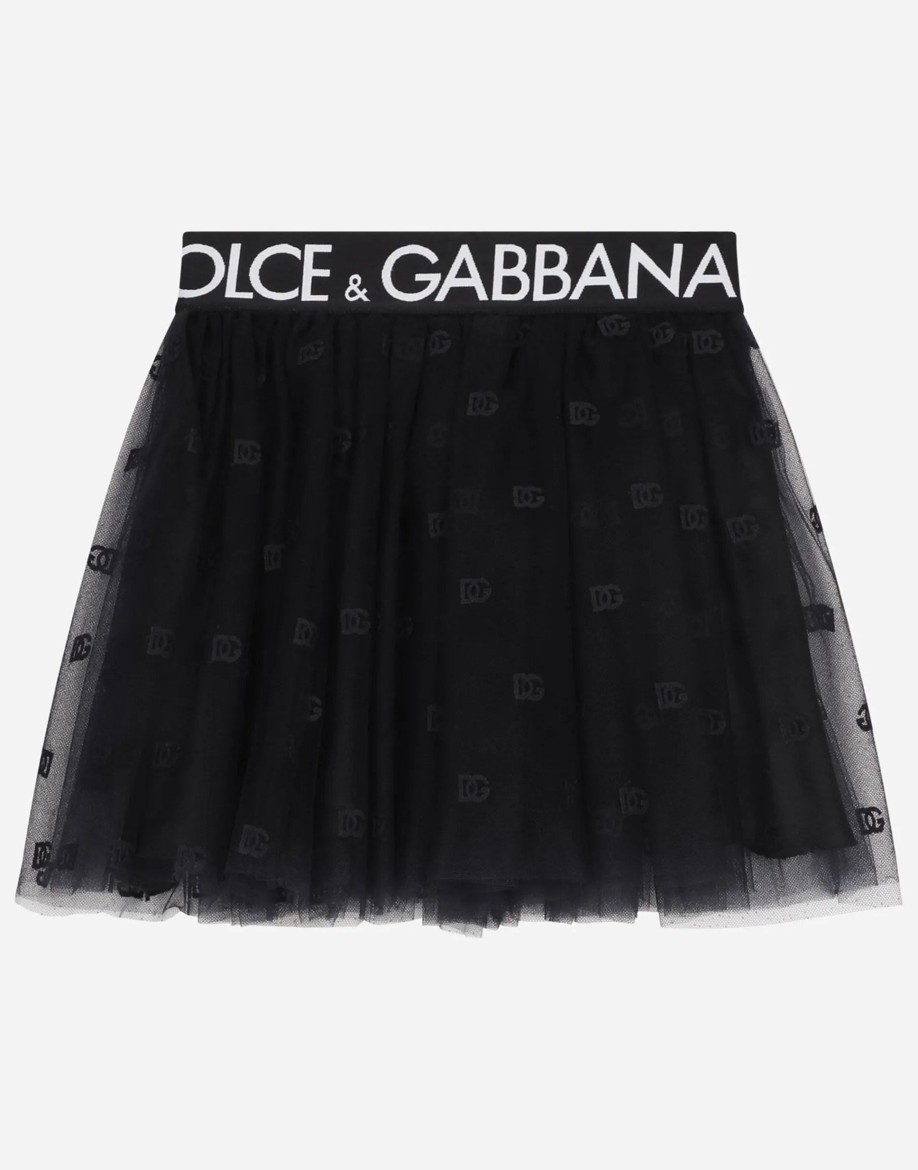 Multi-layered tulle miniskirt with branded elastic