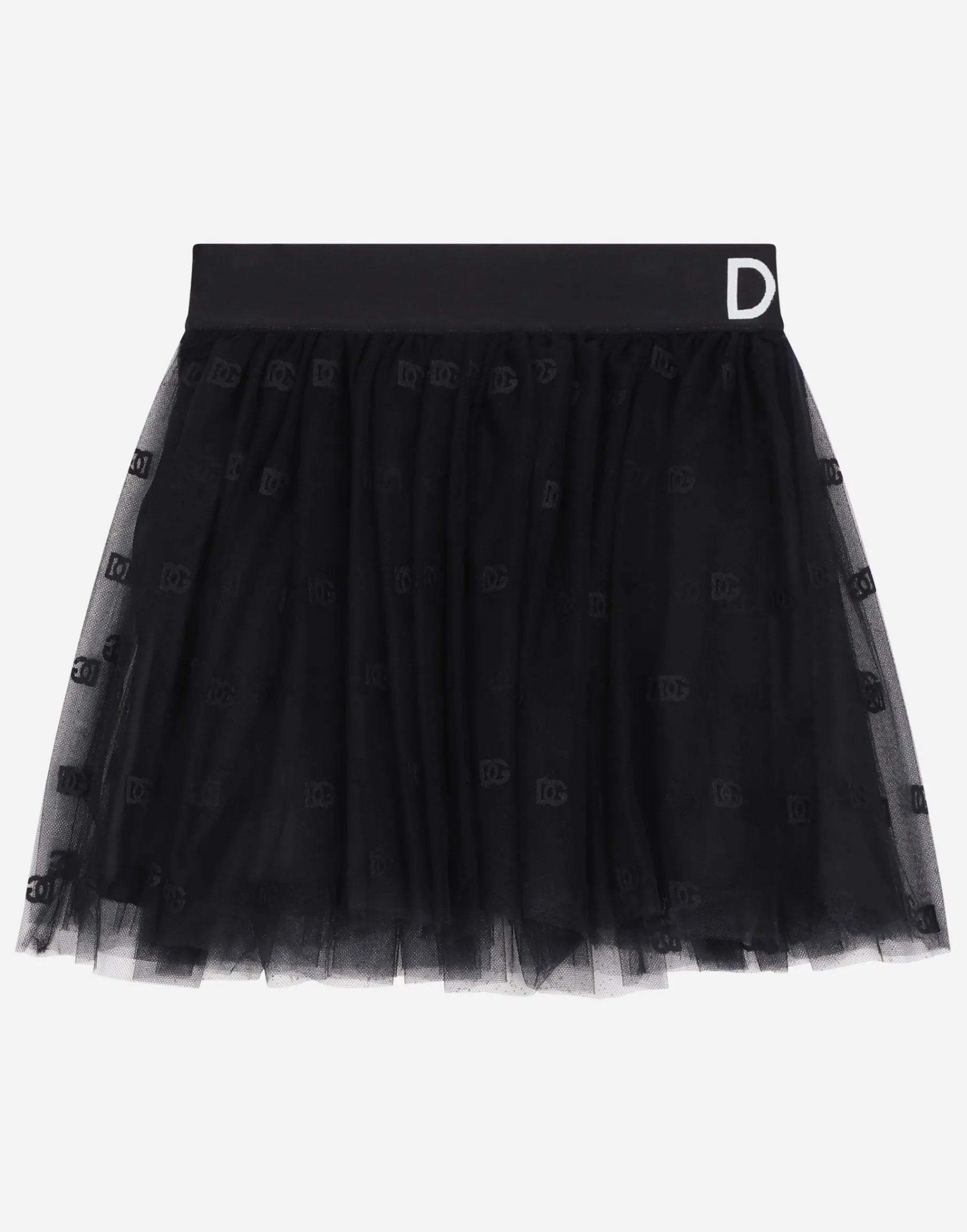 Multi-layered tulle miniskirt with branded elastic