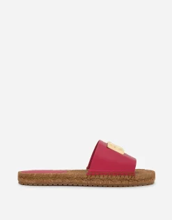 Nappa leather espadrille sliders with DG logo