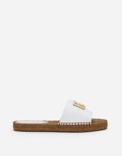 Nappa leather espadrille sliders with DG logo