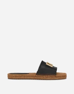 Nappa leather espadrille sliders with DG logo