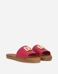 Nappa leather espadrille sliders with DG logo
