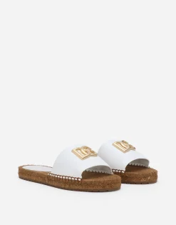Nappa leather espadrille sliders with DG logo