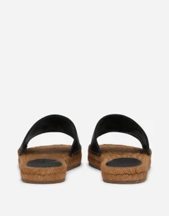 Nappa leather espadrille sliders with DG logo