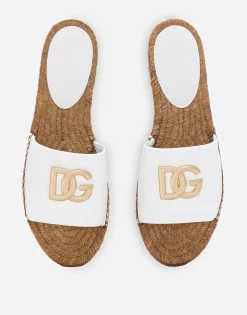 Nappa leather espadrille sliders with DG logo