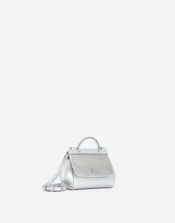 Nappa leather mini Sicily bag with fusible rhinestones