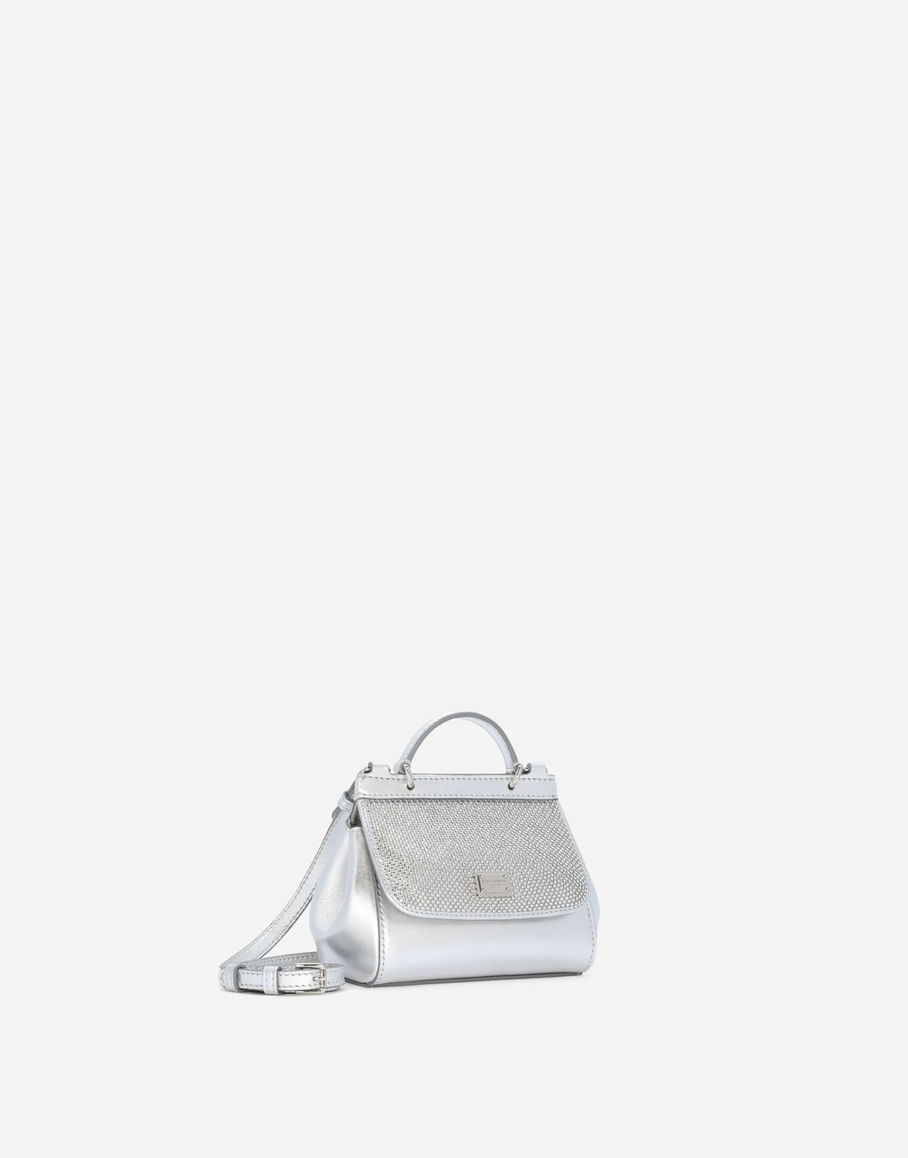 Nappa leather mini Sicily bag with fusible rhinestones
