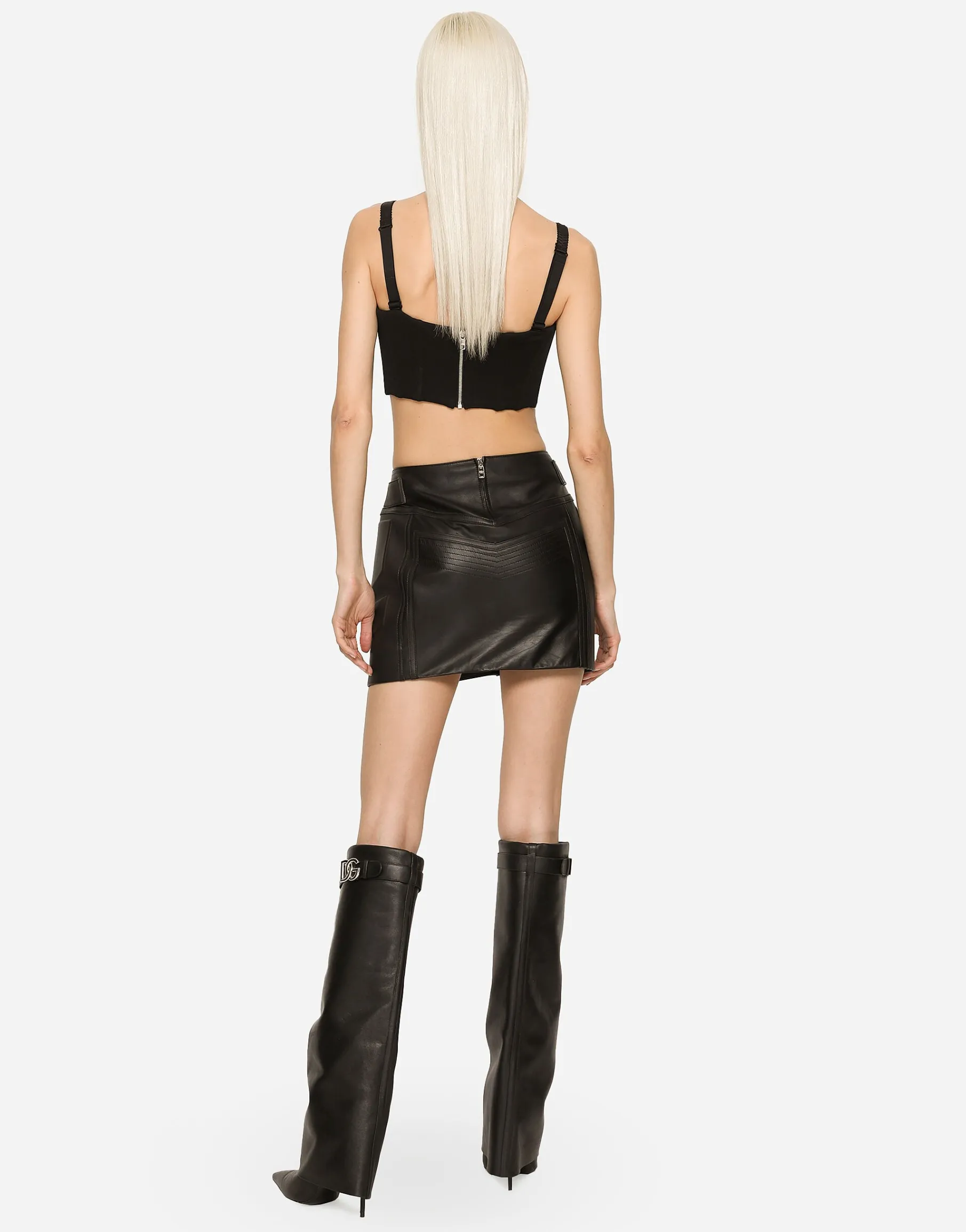 Nappa leather miniskirt