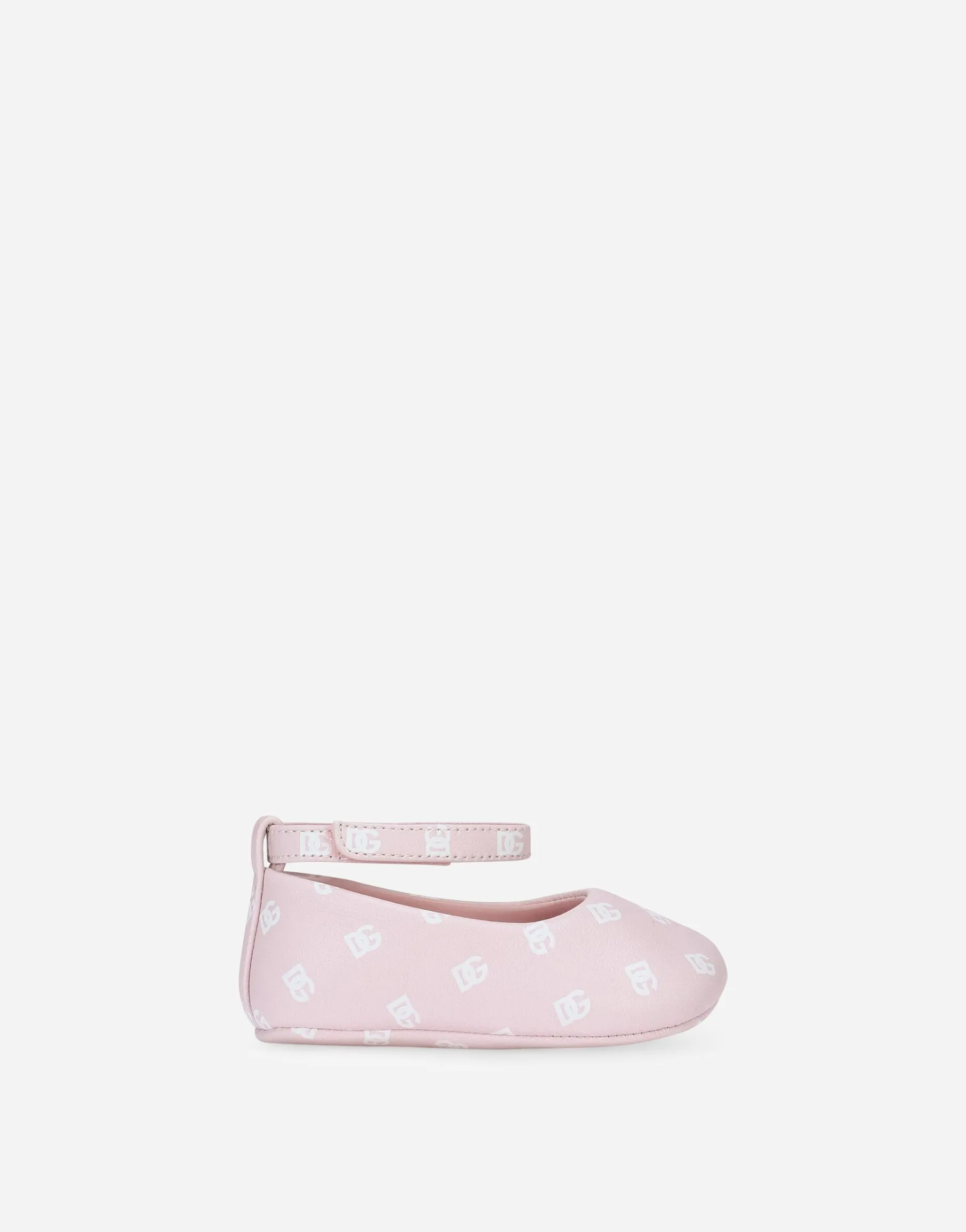 Nappa leather newborn ballet flats with DG-logo print