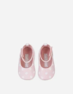 Nappa leather newborn ballet flats with DG-logo print