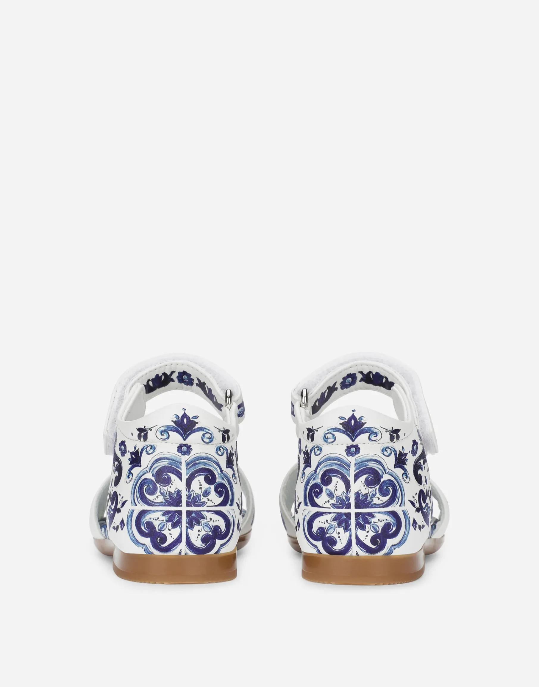 Nappa leather sandals with majolica print