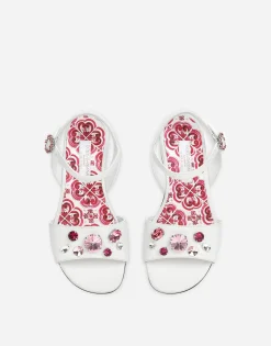 Nappa leather sandals with embroidery