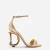 Nappa mordore sandals with baroque DG heel