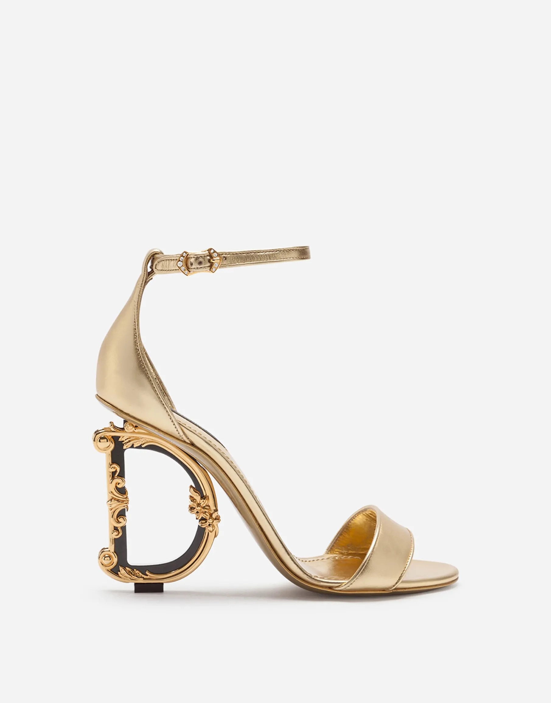 Nappa mordore sandals with baroque DG heel