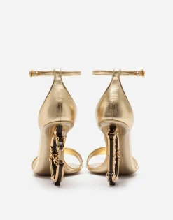 Nappa mordore sandals with baroque DG heel