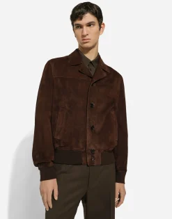 Nappa suede bomber jacket
