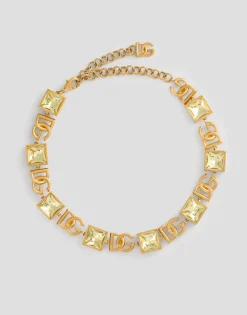 Necklace with DG logo and rhinestones