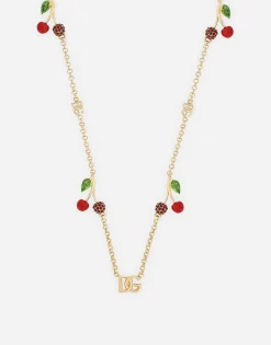 Necklace with DG logo and cherry charms