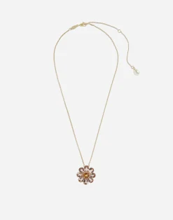 Necklace with red gold flower pendant