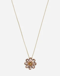 Necklace with red gold flower pendant
