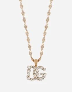 Necklace with rhinestone-detailed DG logo