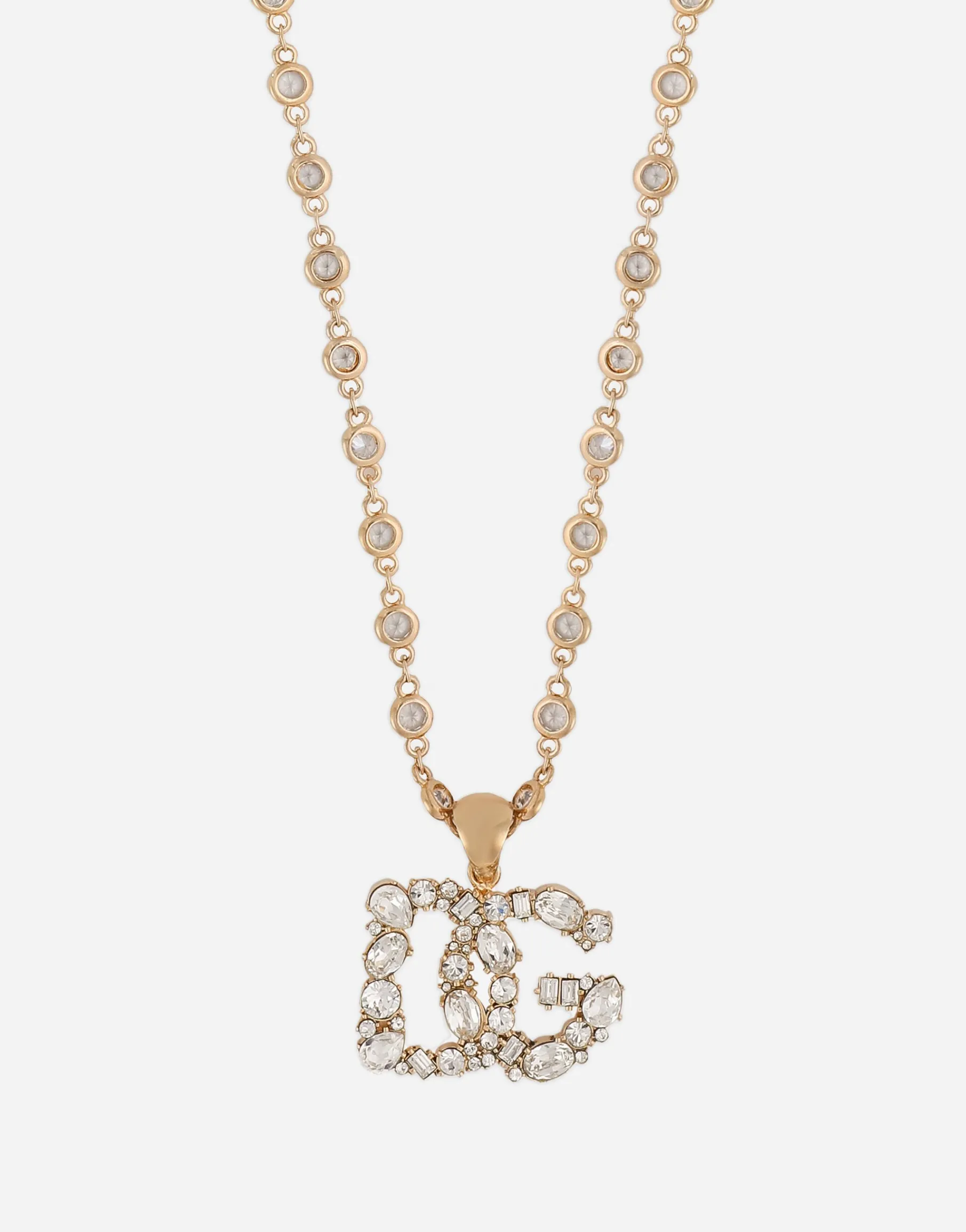 Necklace with rhinestone-detailed DG logo